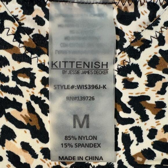 Kittenish by Jessie James Decker Animal Print Cutout Bikini Top Size Medium - Picture 3 of 11